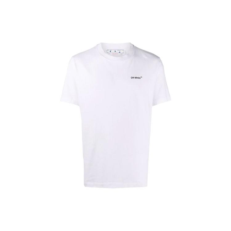OFF WHITE Tekstowe Logo Caravaggio Święty Hieronim Piszący Strzały Dopasowany Krój Koszulka OMAA027C99JER0030110