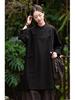 2026 Spring Women's Asymmetrical Cotton Linen Robe with Frog Buttons and Tie-Up Collar - Retro Chinese Zen Tea Wear