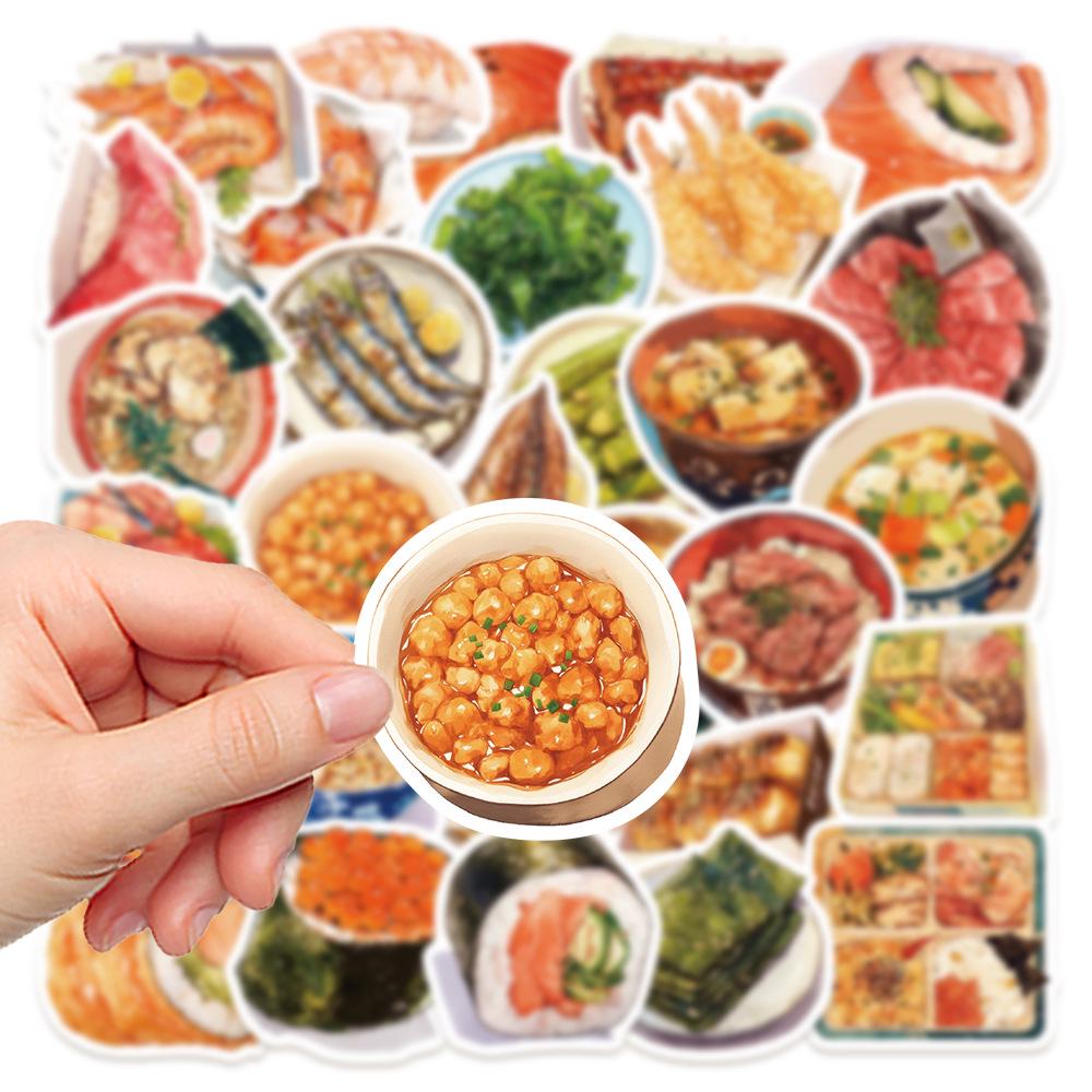 30-Piece Japanese Food Sticker Pack - Waterproof Stickers for Journals, Suitcases, Guitars, and Cars