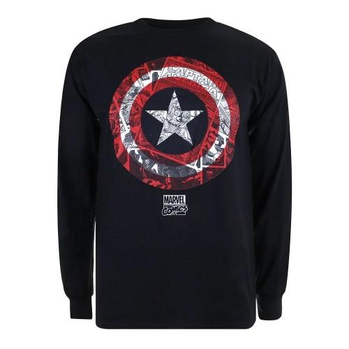 Marvel Comics Mens Captain America Shield Long-Sleeved T-Shirt