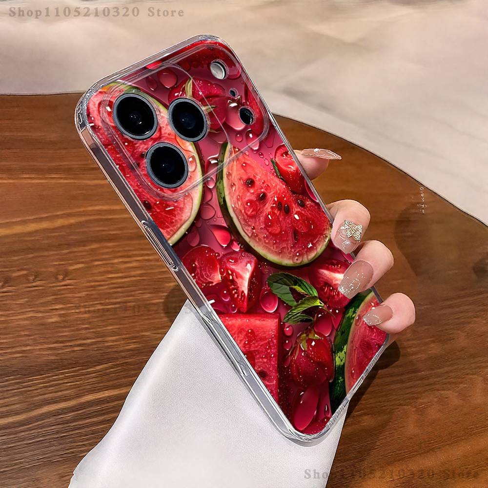 Fruit Watermelon  Phone Case For iPhone 17,16,15,14,13,12,11 Pro,Max,Plus,X,XS,XR,SE4,E Mini Transparent Soft Cover