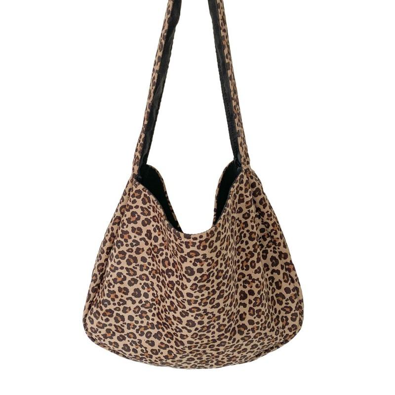 Autumn and Winter Retro Suede Bag Simple and Versatile Light Commuter Tote Bag Female Leopard Print Large Capacity Shoulder Bag