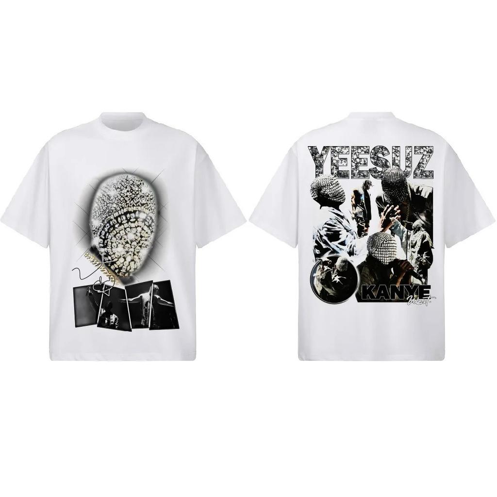 2026 Retro Streetwear Tshirt Kanye West YEEZUS DoubleSide Graphic TShirt Unisex Oversized Hip Hop Casual Cotton Short Sleeve