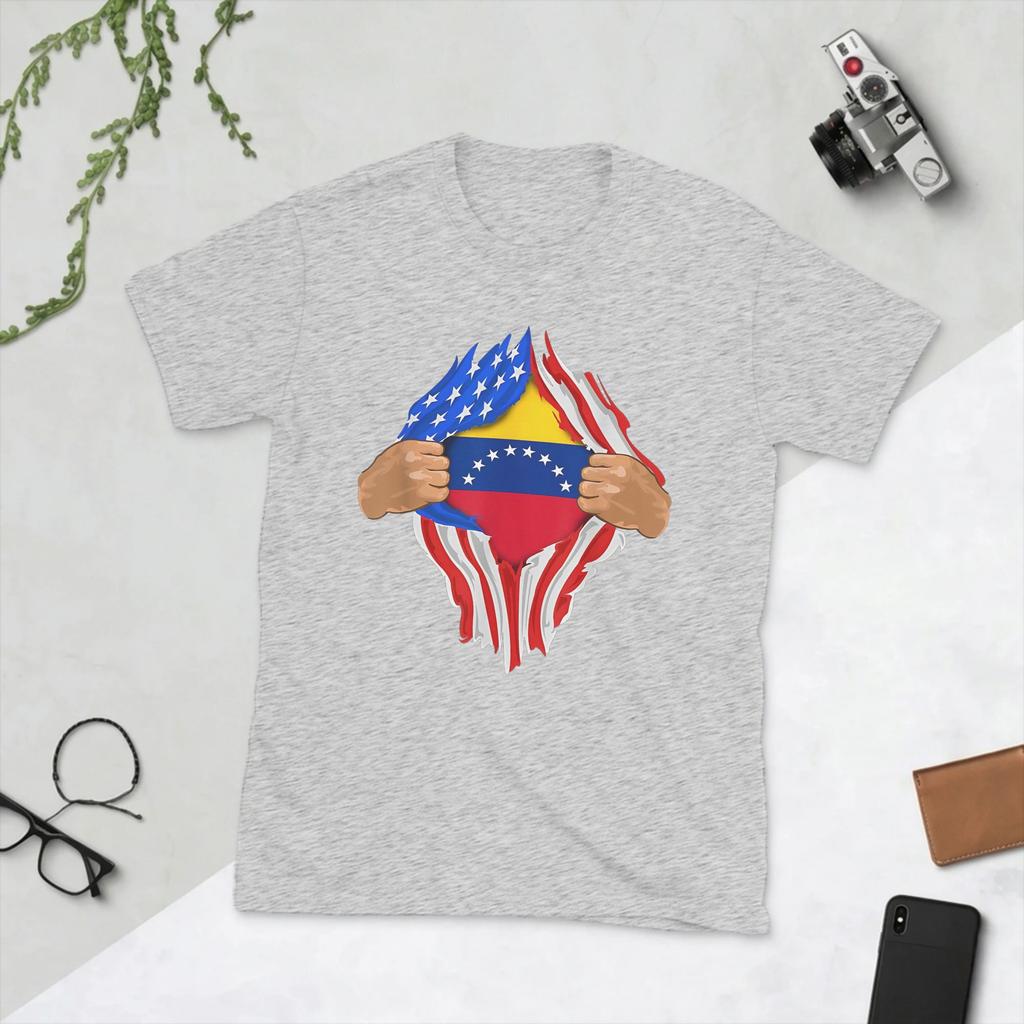 Unisexs Venezuelan Blood Inside Me Venezuela Flag T Shirt Pure Cotton Tops Unique Short Sleeve Crewneck Tees Gift Idea TShirts