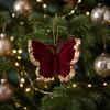Seasonal Garland Door Decorations Flocked Christmas Ornaments with Gold Edging, Retro Red Velvet Hanging Holiday Tree Decoration, Elk Gingerbread Man
