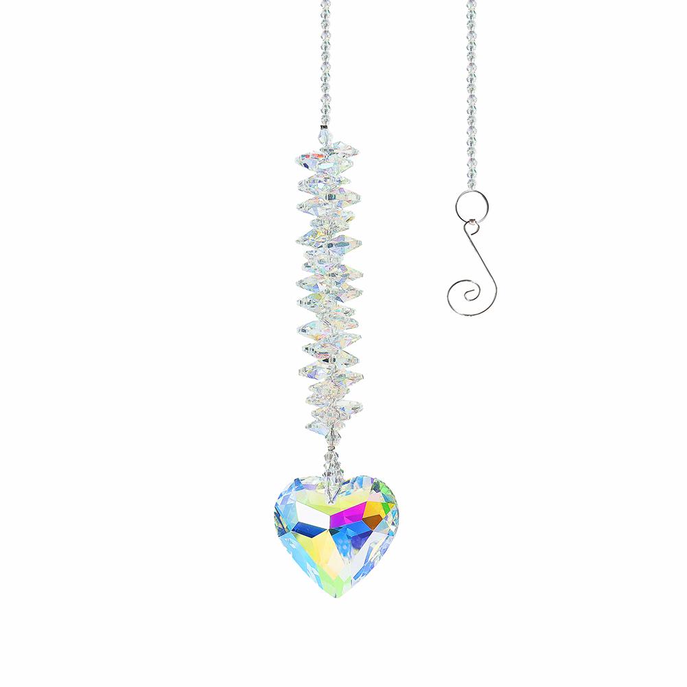 Buy Crystal Love Heart Pendants Colorful Hanging Drop Wind Chime Garden