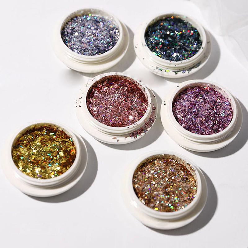 6 Pcs/Set Glitter Flakes Irregular Aluminum Foil Sequins For Nails Chrome Powder Winter Manicure Nail Art Decorations