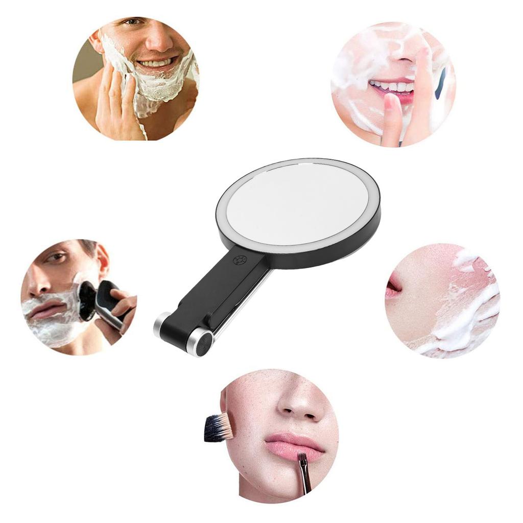 Lighted Magnifying Makeup Mirror Double Sided 1X 30X LED Mirror USB Rechargeable 3 Color Temperature Folding Round Shaped