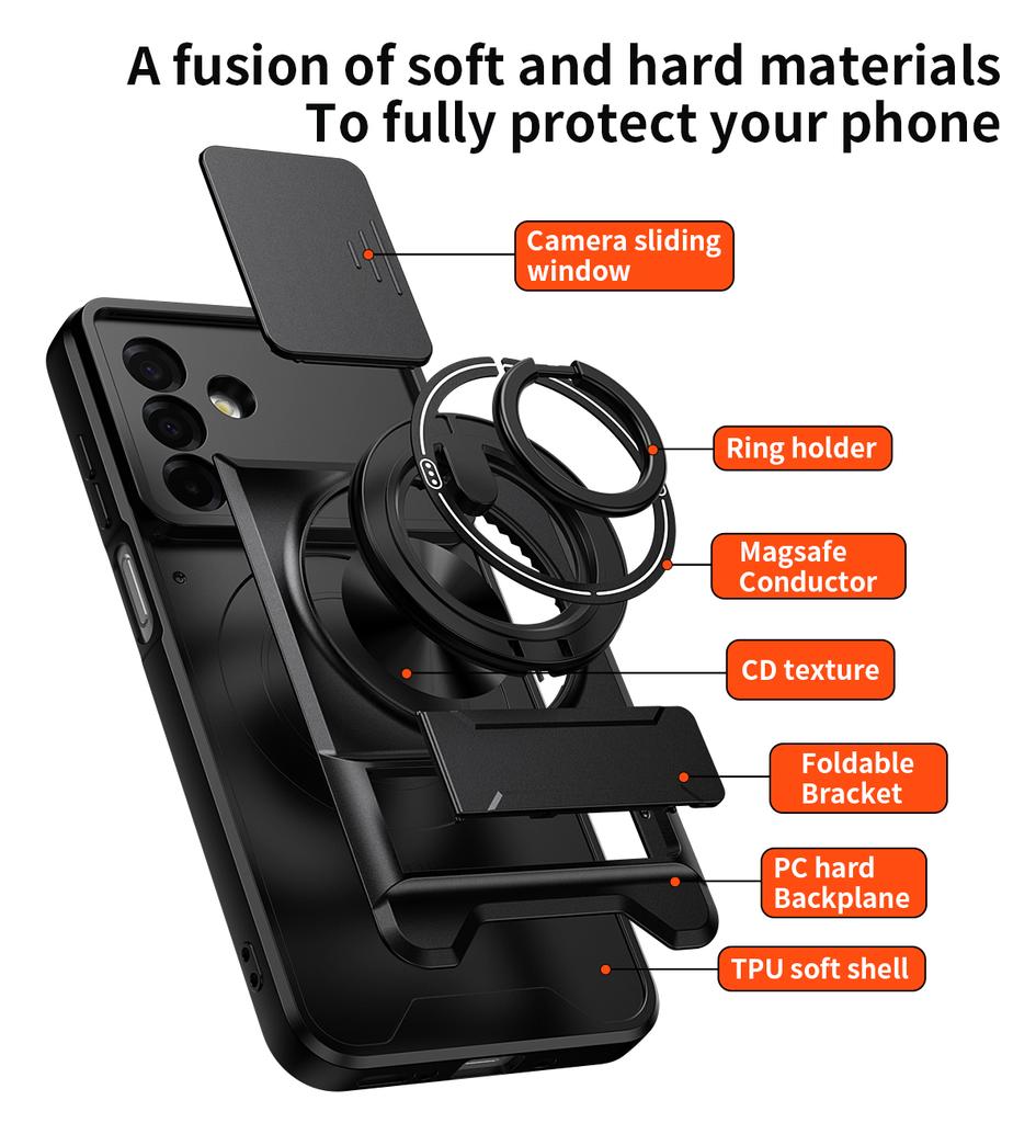 A26 5G Armor Hülle Für Samsung Galaxy A26 5G Hülle Stoßfest Schiebbarer Linsenschutz Handyhülle Für Samsung A26 5G Hülle Mit Ring