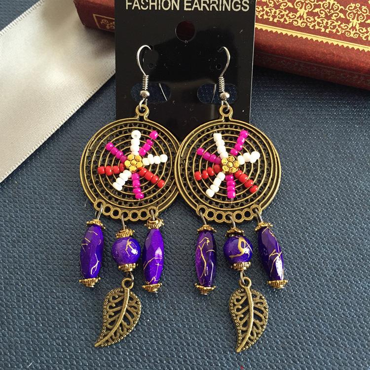Vintage Celebrity Earrings Fashion Exaggerated Bohemian Tassel Pearl Bronze Long Beaded Earrings