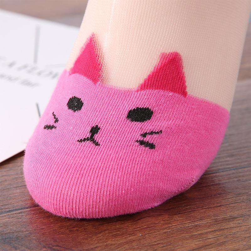 5 Pairs of Ladies Summer Cute Little Cat Transparent Shallow Mouth Ice Silk Lace Invisible Boat Socks