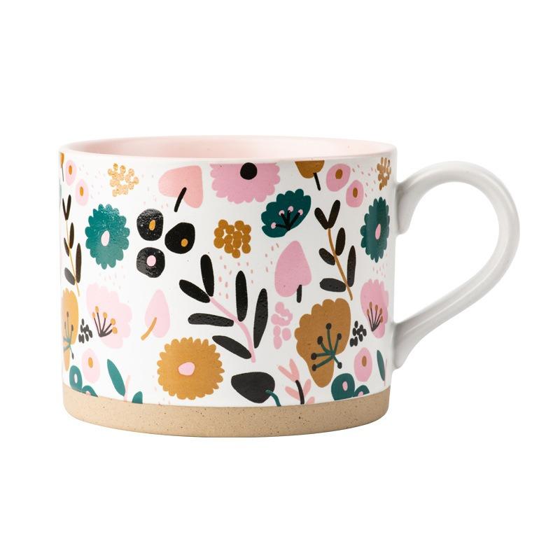 High Value Mug Ceramic Hand-painted Household Breakfast Cup Wind Coffee Cup Couple Water Cup Coffee Cup Woman