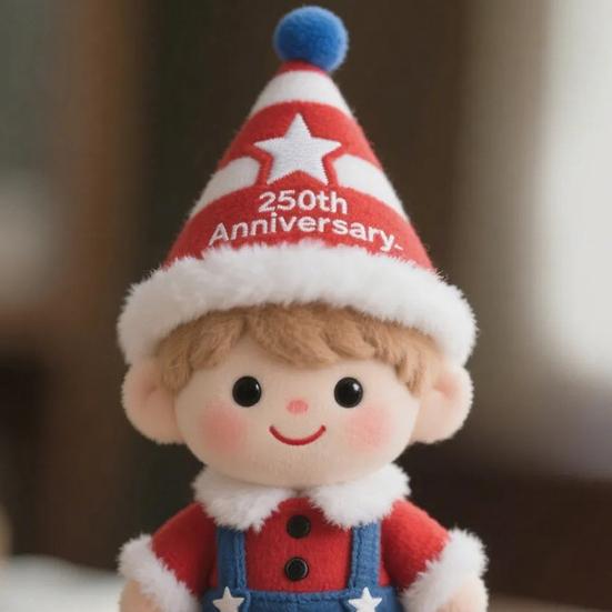 USA 250th Anniversary Cartoon Boy Plush Toy Patriotic 250 Years of The United States Stuffed Elf Doll Decoration Holiday Party Plushie Ornament