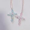 Adjustable Lace Crosses Necklace With Fabric Roses Handmade Vintage Designs for Women's Stylish Layer Accessories