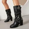 Stivaletti da donna con tacco alto autunno e inverno nuovi stivaletti corti casual con tacco spesso taglie grandi