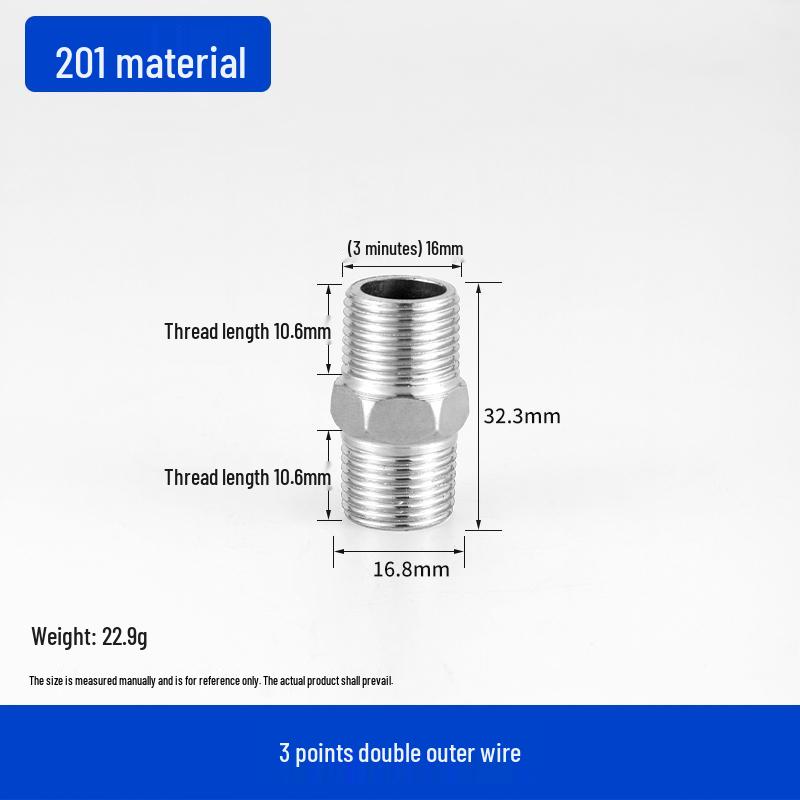 Stainless Steel Extended Reducing Coupling 6-Point to 4-Point Faucet Pipe Fitting
