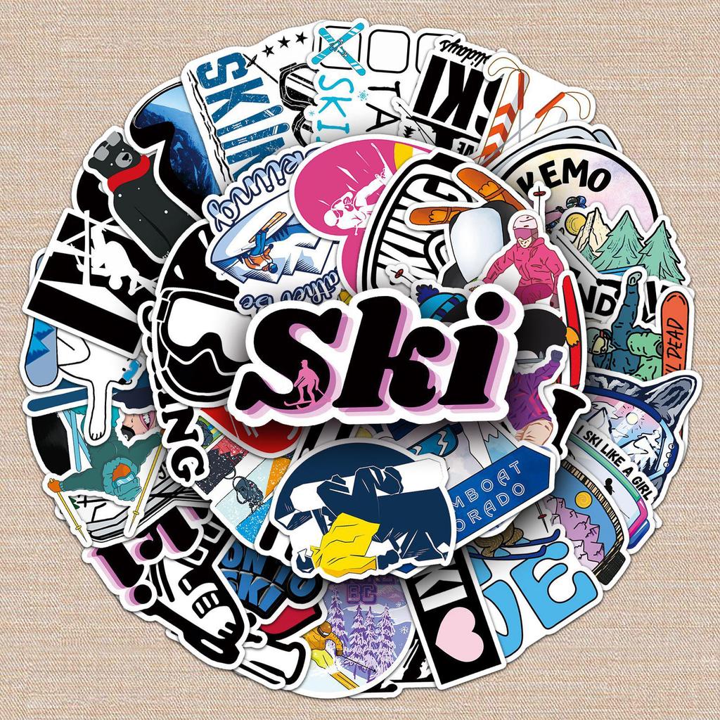 Ski and Sports Stickers: 50 Waterproof, Trendy Designs for Luggage, Suitcases, and Laptops
