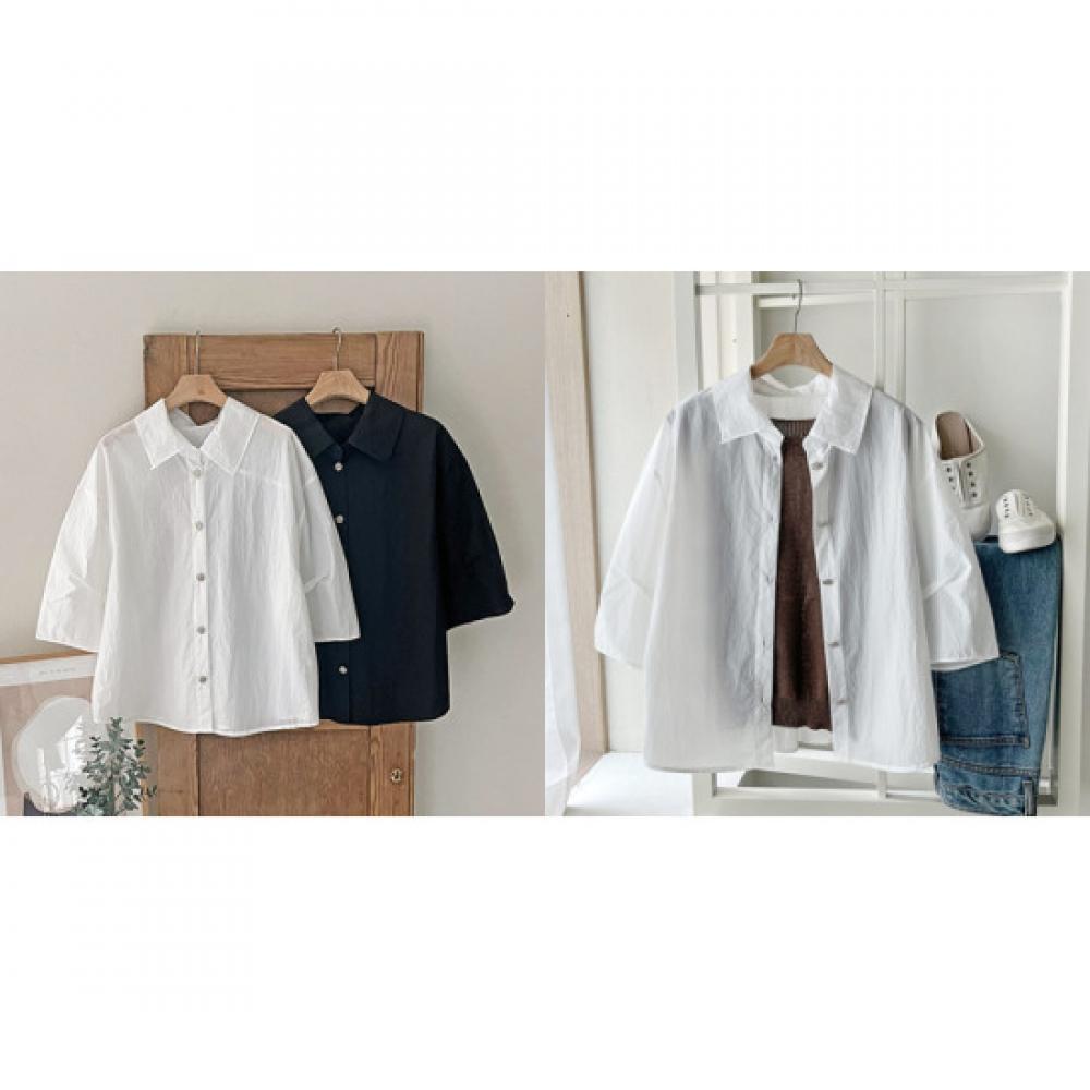 Shop Women Flo Collar Neck Oversized Summer Outer Shirt Ivory Dgb Wnb 3499
