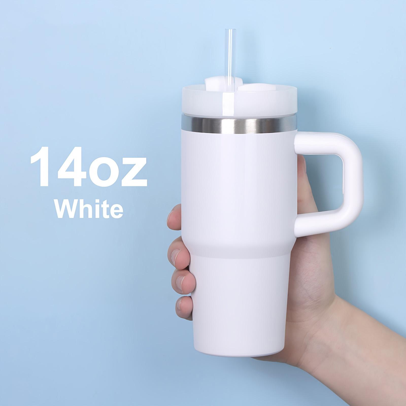 

Новая 14-унцевая двойная стенка из нержавеющей стали 304 с изоляцией, автомобильная кружка с крышкой и соломинкой one size белый