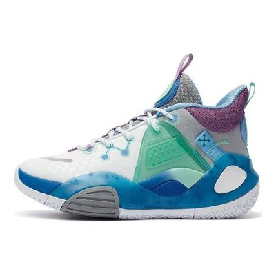 Li Ning All City 9 V1 Wade Comfortable Mid-Top Basketball Shoes Kids Basketball Shoes Blue White Purple YKBR076-15