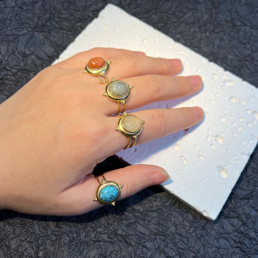 Niche Design Vintage Ring: High-End, Fade-Resistant, Natural Stone, Cross-Border Hot Seller