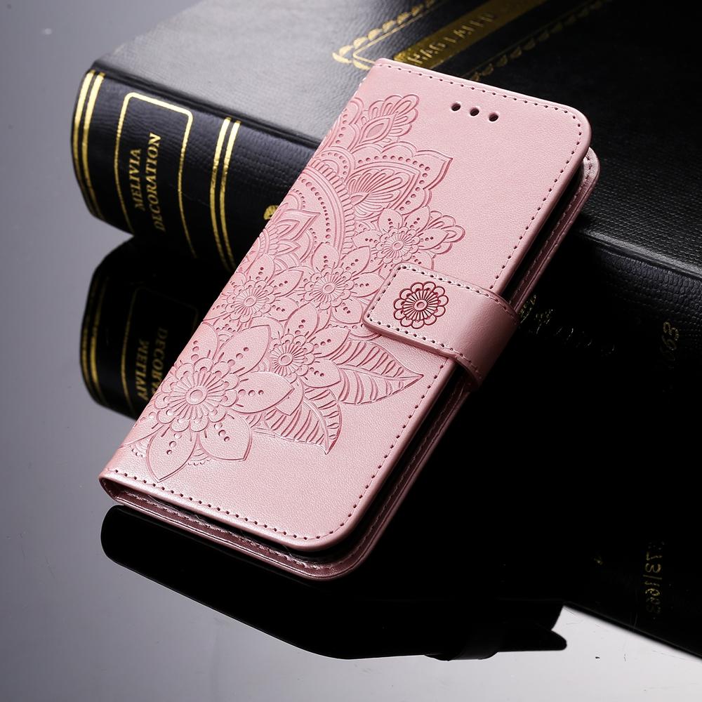 Magnetic Leather Wallet Flip Case for Samsung Galaxy S26 S25 S24 S23 S22 S21 Ultra Edge Plus FE | Embossed Flower | Premium Case