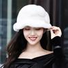 100% Mink Fur Bucket Hat Beanie For Girls Soft Thickened Furry Beret Ladies Hat Elegant Winter Outdoor Windproof Warm Hat
