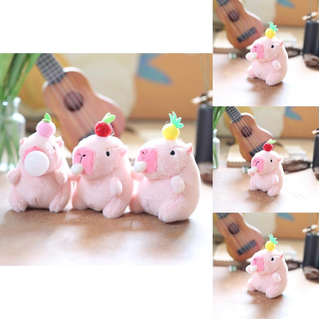 Adorabile Carino Capibara Gonfia Bolle Peluche Portachiavi Animale Morbido Ripieno Giallo Rosso Rosa