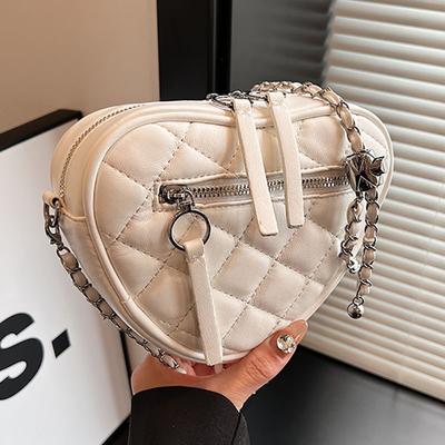 Módna taška Dámska Nová Taška s Reťazou a Diamantmi v Tvare Srdca Všestranná Taška cez Rameno a Messenger