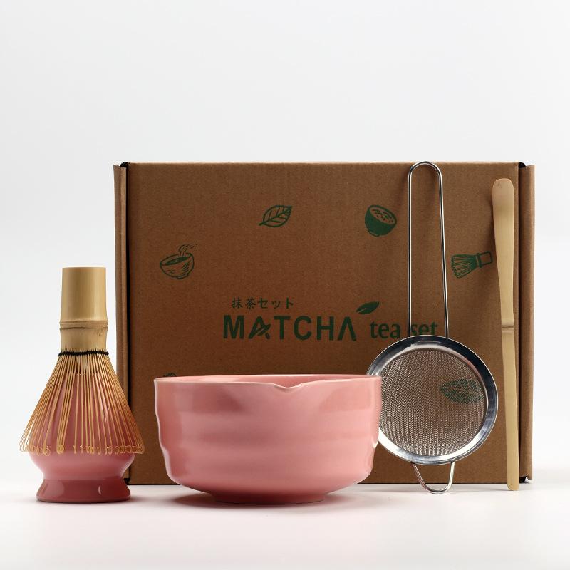 5PCS/Set Matcha Tea Set Ceramic Matcha Bowl Reusable Bamboo Whisk Scoop Teaspoon Sifter Vintage Song Dynasty Tea Ceremony Kit