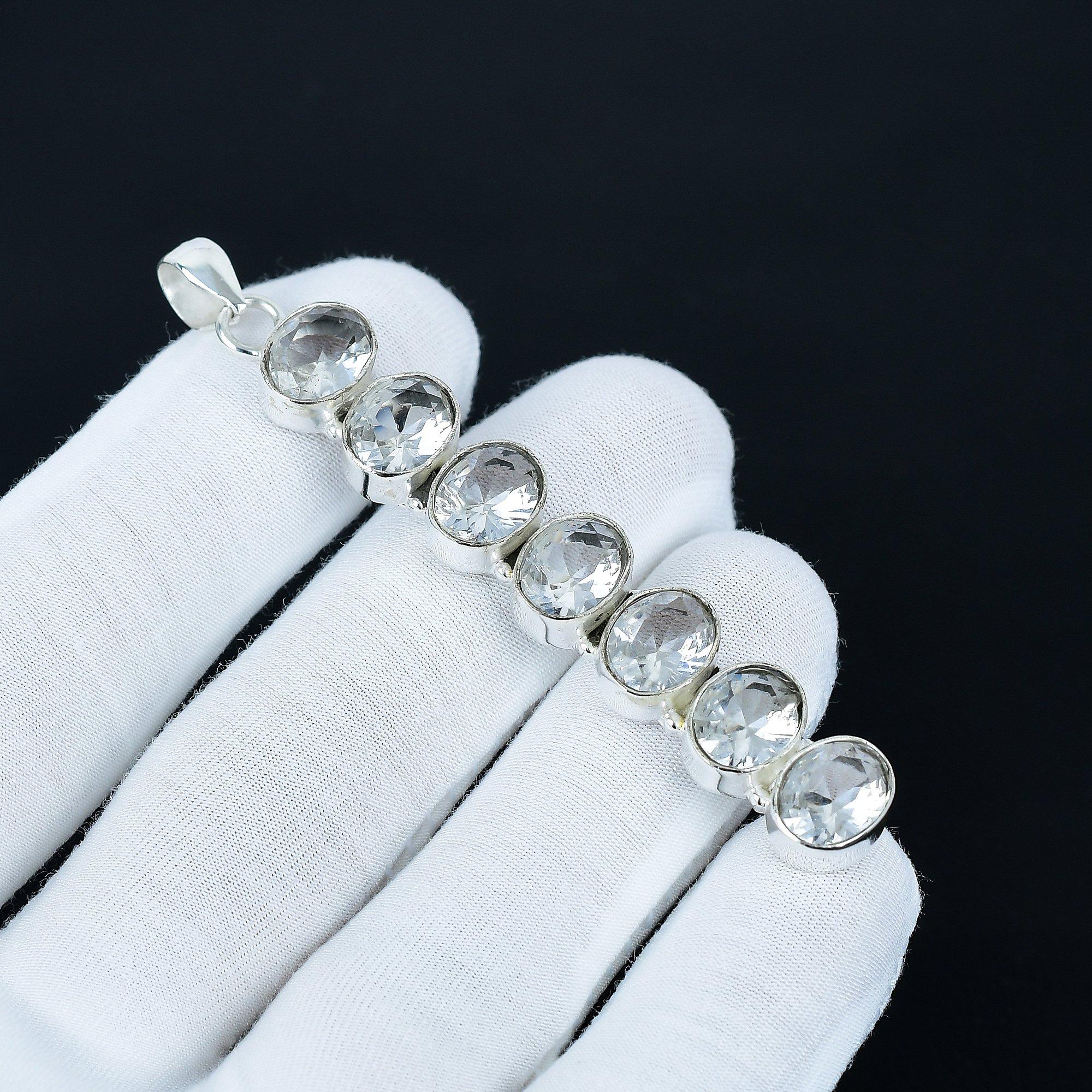 

White Topaz Pendant, 925 Sterling Silver Pendant, Handmade Pendant, Antique Pendant, White Topaz Gemstone Pendant, Easter Gift 3.14 белый