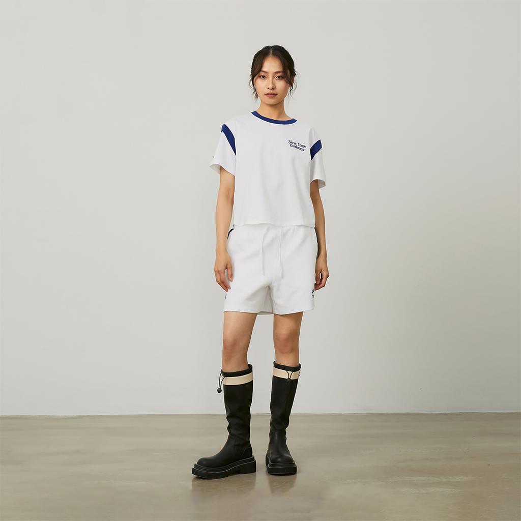 New MLB SS24 Drop Shoulder Sleeve T Shirt Women's White 3FTSV0343-50IVS