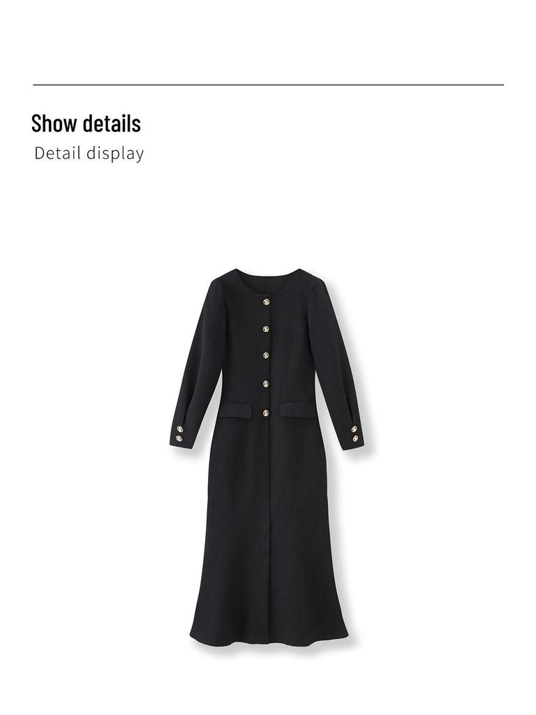 Elegantes Herbstkleid mit Fischschwanzsaum, tailliert, langärmlig für Damen