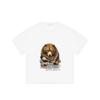 White T-Shirt Bear Graphic with Russian Text Casual Wear for Men Summer Outfit Streetwear Fashion