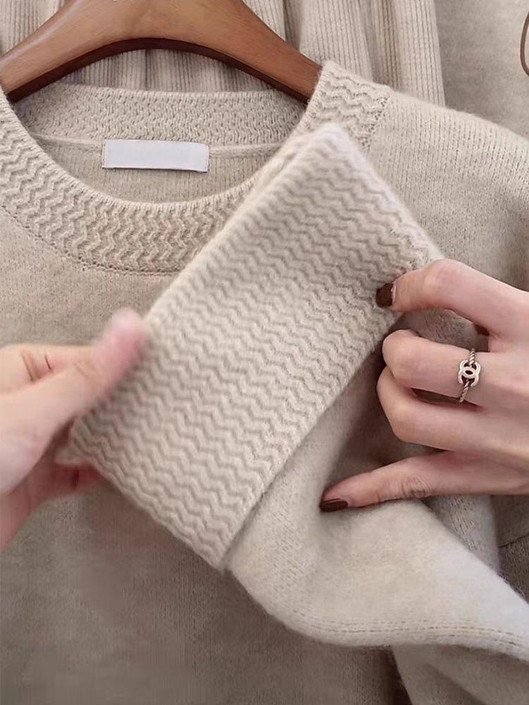 Plus Size Women's Stylish Knitwear & Wide-Leg Pants Set - Autumn/Winter 2025