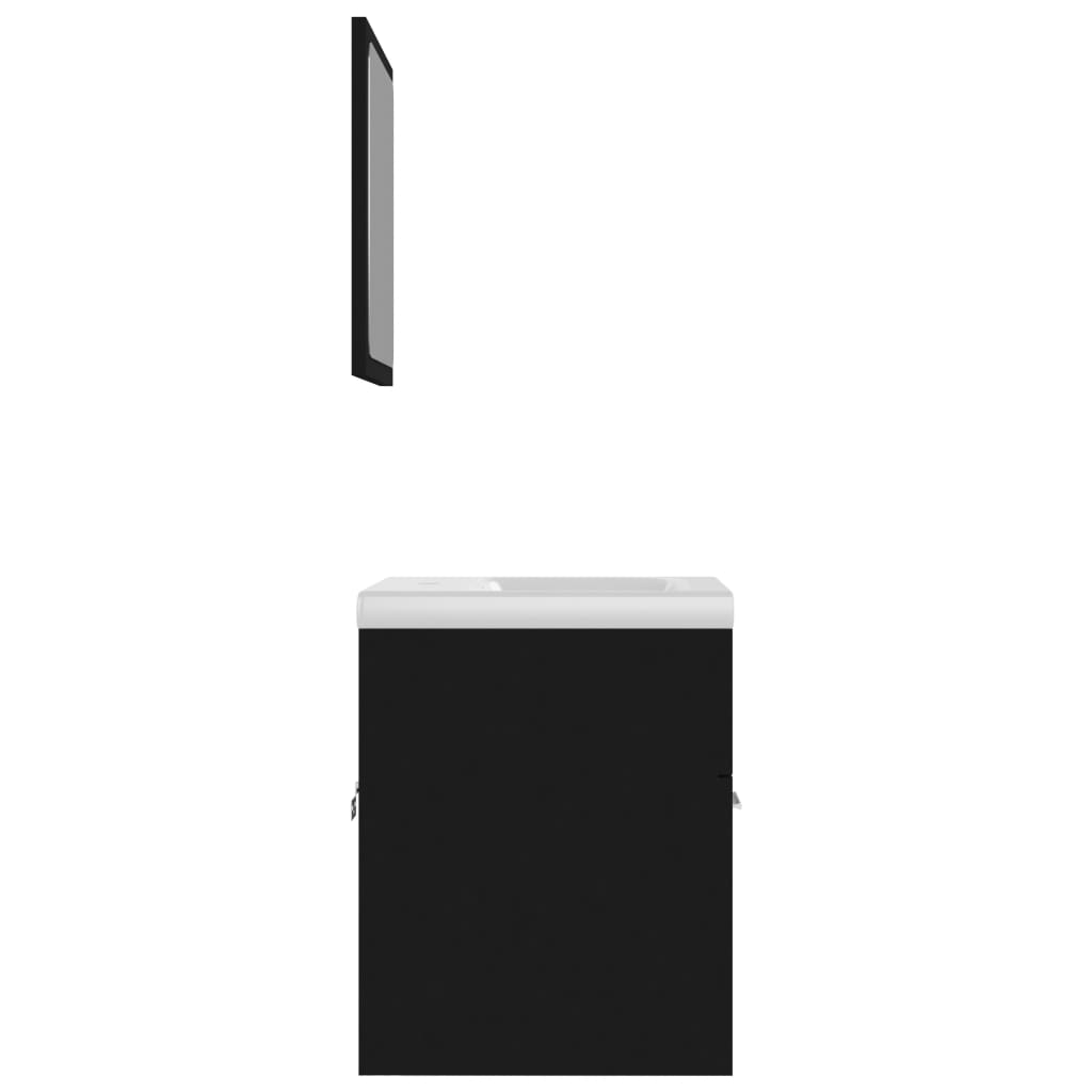 Bathroom Furniture Set Black Particleboard
