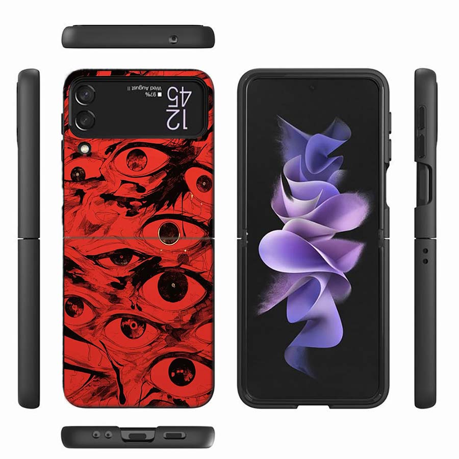 Devil Fear, Red Eye Dense Phobia Phone Case For Samsung Z Flip 6 7 5G Z Flip 5 Galaxy Z Flip 3 4 5G ZFlip Shockproof Hard Cover