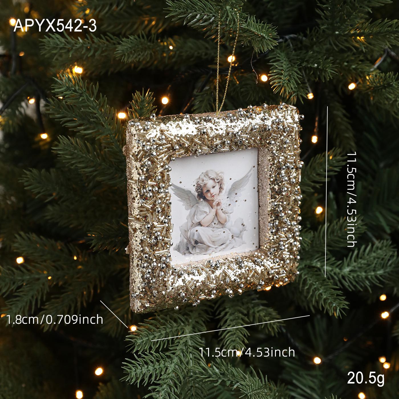 

Foam Frame Angel Christmas Tree Pendant Golden Silver Square Circular Frame Hanging Christmas Decoration