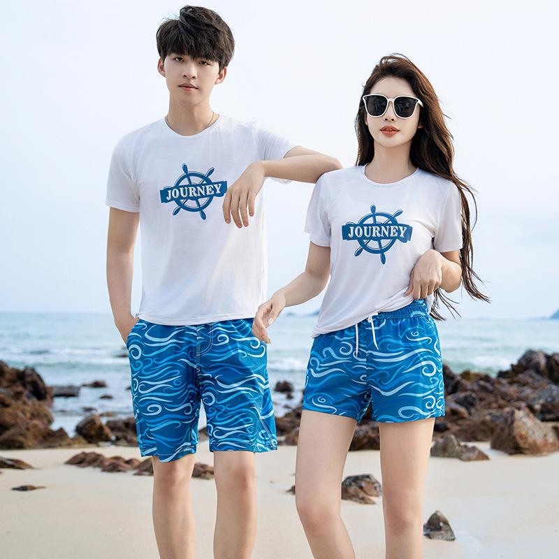 Beach Pants Men'S Quick-Drying Seaside Vacation Loose Couple'S Casual Sports Shorts Women'S Five-Point Large-Size Boxer Swimming Trunks