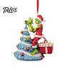 Christmas Tree Hanging Ornaments Green Elf Ornament, Flat Acrylic Pendant Decorations for Car Rearview Mirror Backpack, Festive Holiday Unique