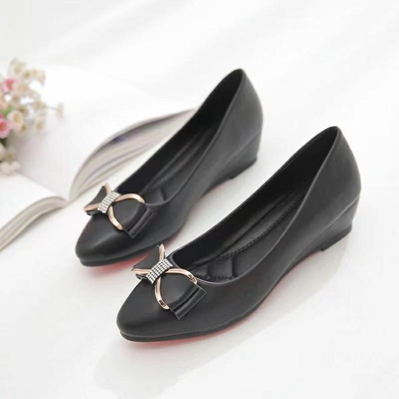 Shallow Doudou Single Shoes Women's Autumn New Flat-bottomed Women's Casual Pregnant Women's Non-slip Work Small Leather Shoes