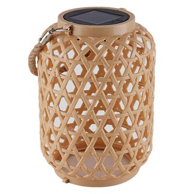 Lámpara solar tejida, iluminación suave, IP65, impermeable, encendido y apagado automático, recargable, fácil de instalar, luz solar colgante de bambú, decoración de jardín