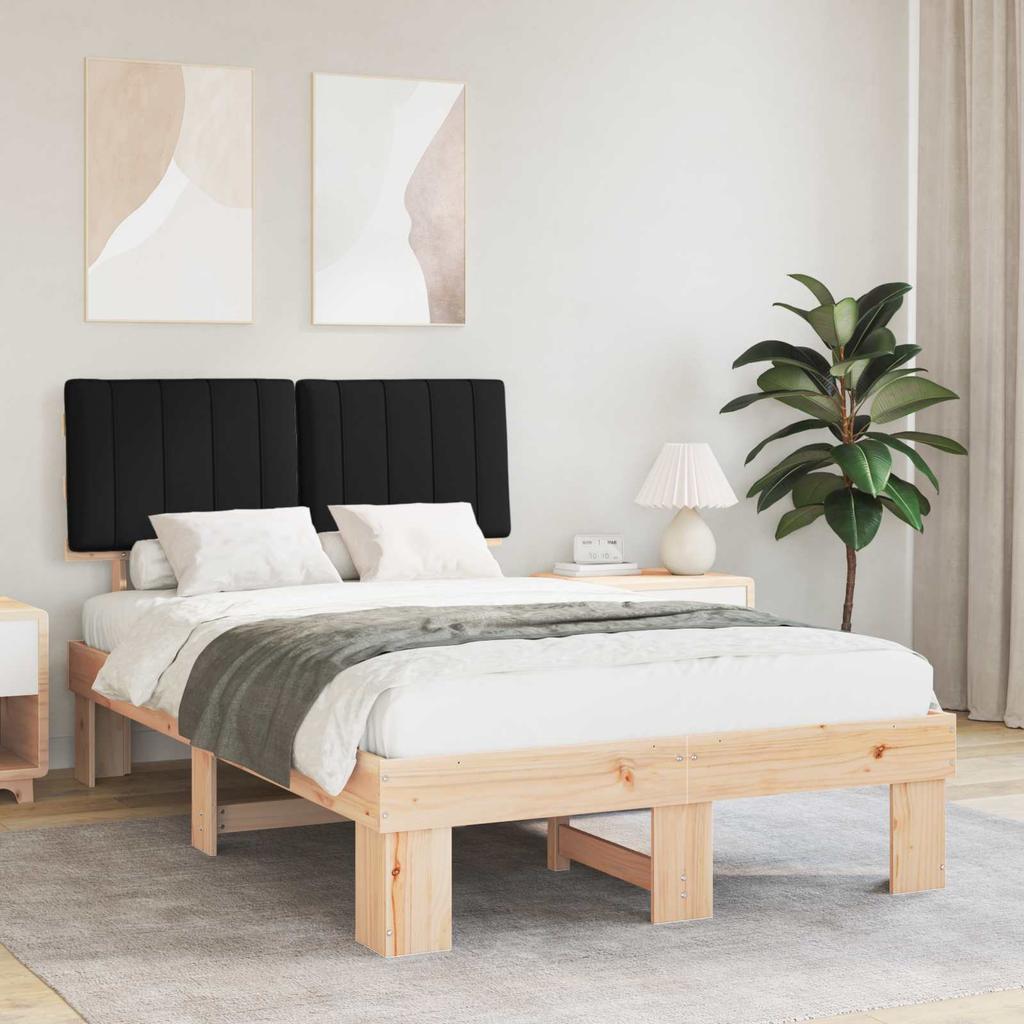 Bed Frame with Padded Headboard Black 120 x 190 cm