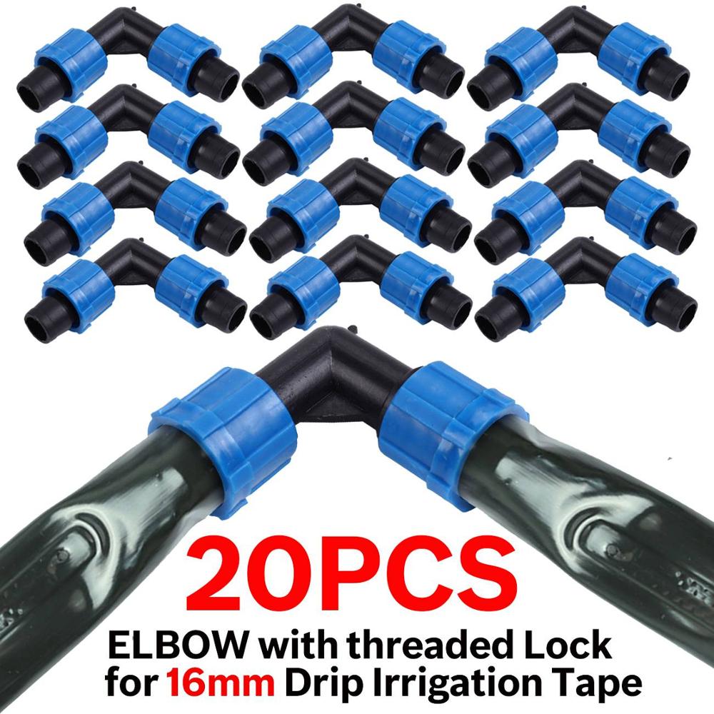 16mm 5/8" Drip Irrigation Tape Shut-Off Valve End Plug Connector Thread Lock Garden Watering System Greenyhouse to PVC Hard Pipe