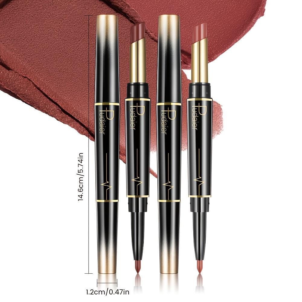 Double-Ended Lip Liner Lipstick Pencil Lip Combo- Moisturizing Semi-Matte Formula for Precise Lip Liner Definition and Color Filling