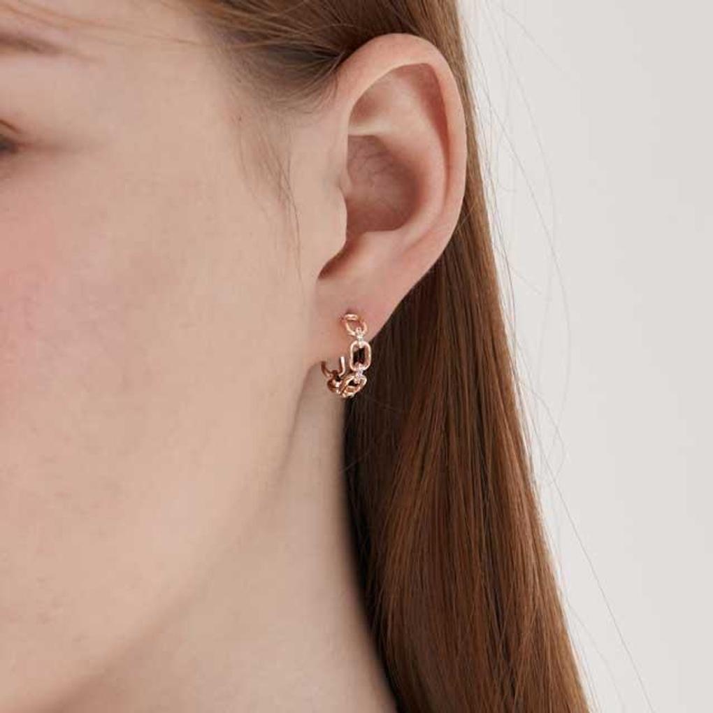 14K Square Line One-Touch Earrings C24EGP206