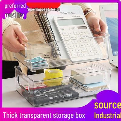 Transparent Stackable Storage Box for Desk: Organizer for Books, Cosmetics, Jewelry, and Sundries