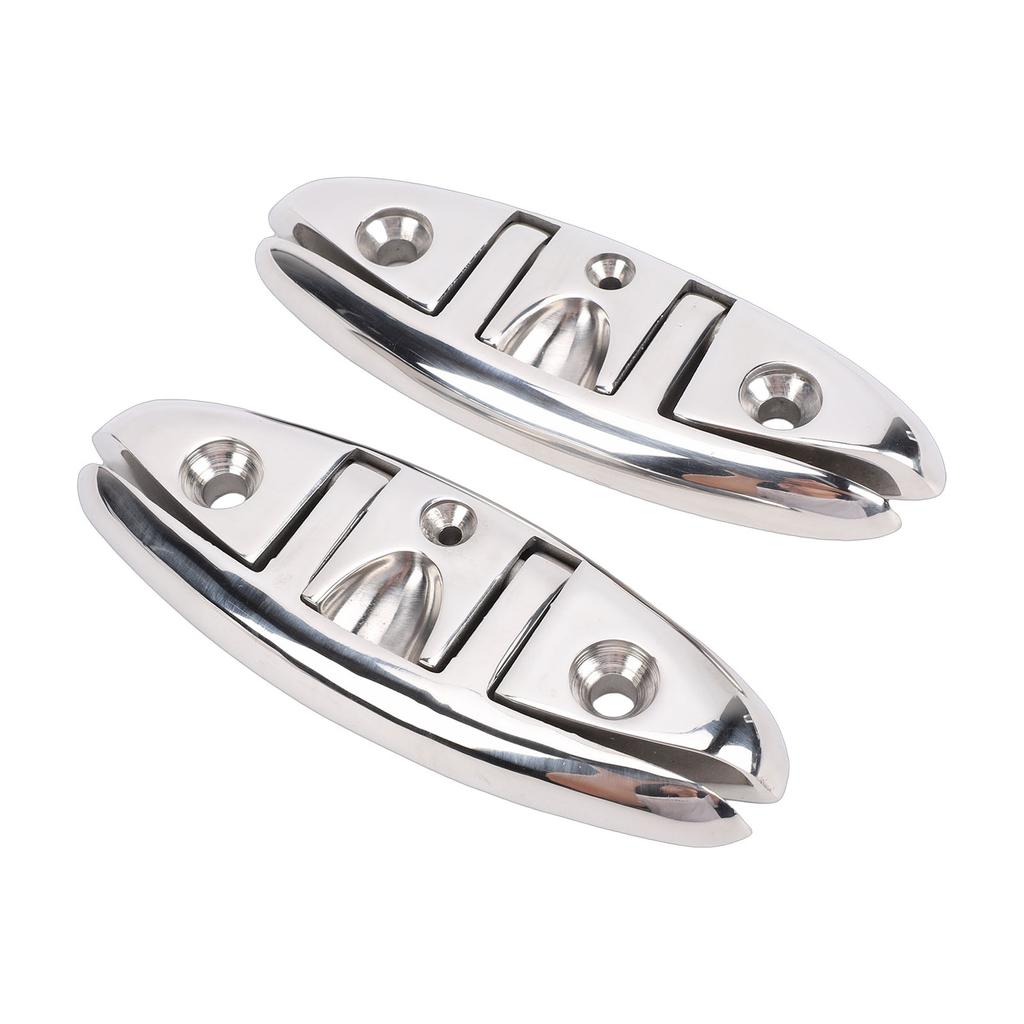 2 Sets Boat Folding Cleat 316 Stainless Steel   Up Dock Cleats with Back Plates and Screws for Kayak Yacht Pontoon