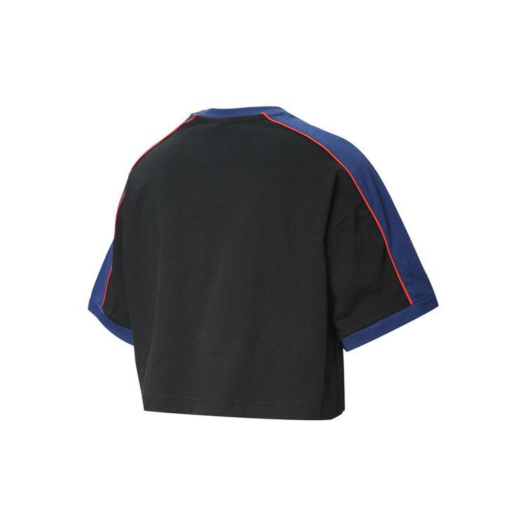 Puma X Rdet Striped Colorblock Round Neck Short Sleeve T-Shirt Women Tops Black 598074-01