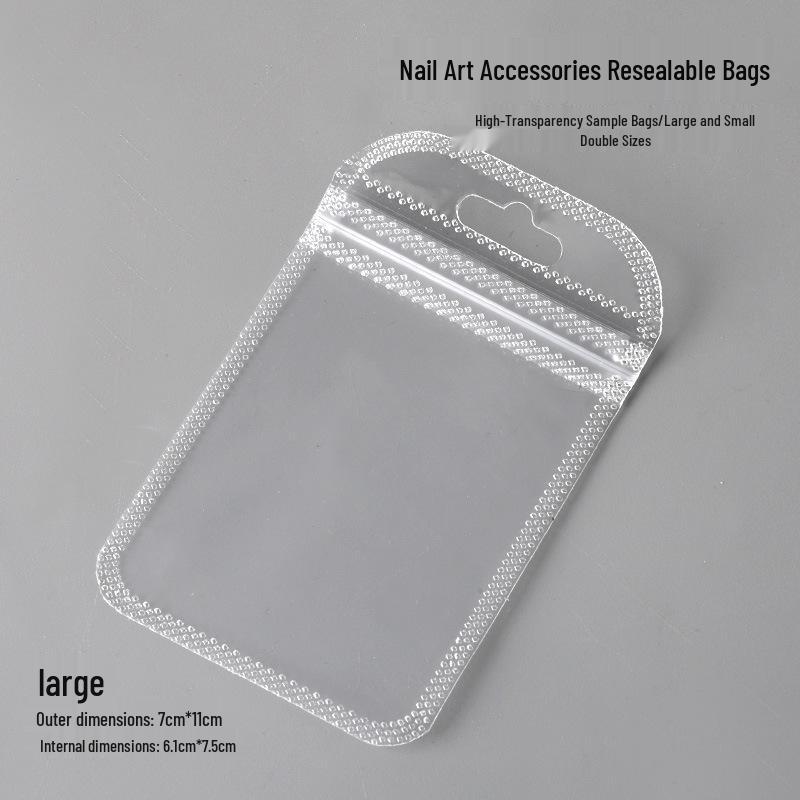 Clear Jewelry Choker Plastic Bag with Pinch-Seal for Small Accessories and Nail Art Supplies